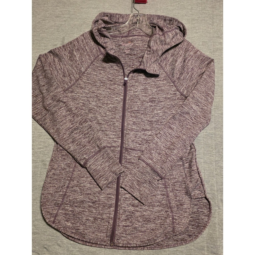 1367 Serene Tangerine Womens Plum Heather Zip Hoodie Thumbholes Sz M F12118D672